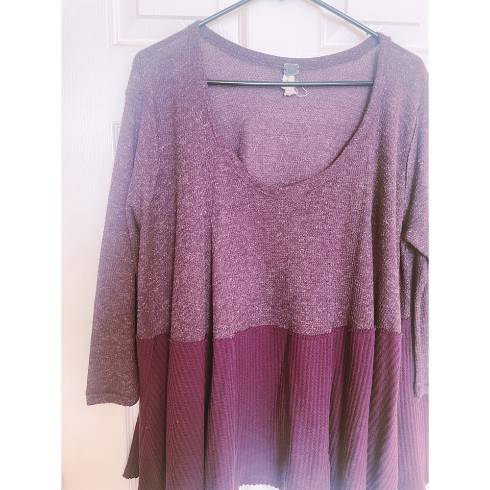 Free People waffle knit 3/4 sleeve top - Picture 3 of 5